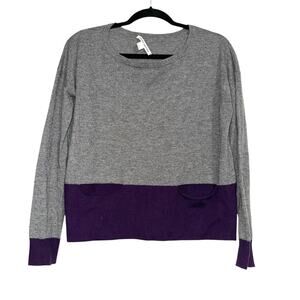 Autumn Cashmere Gray Purple Colorblock Cashmere Sweater XS